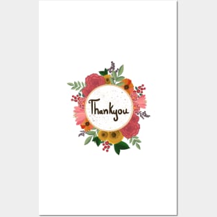 Thankyou floral sticker Posters and Art